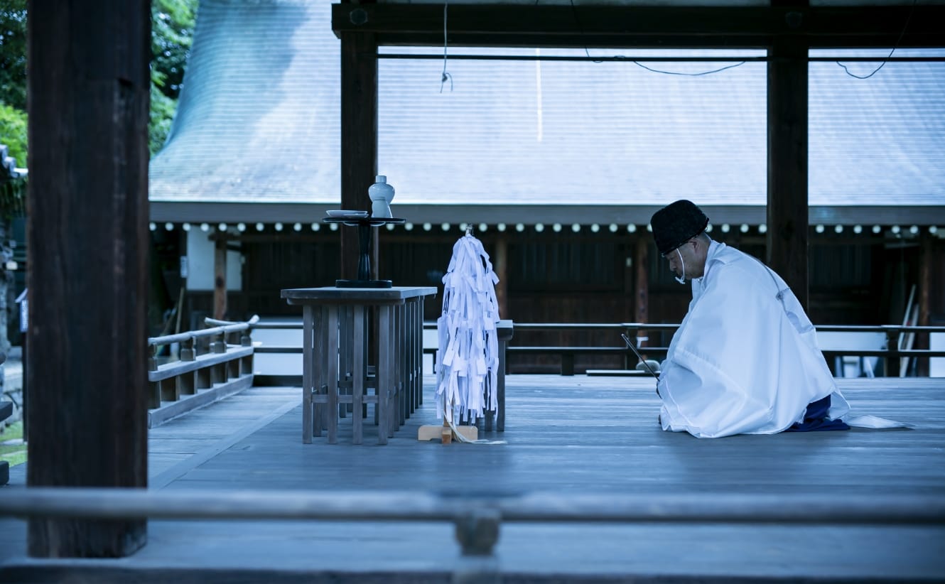 氷室神社 拝殿での祈祷